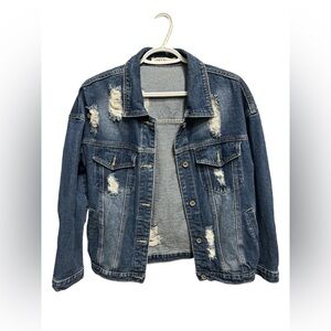 53- ADLLMAS Distressed Denim Jacket